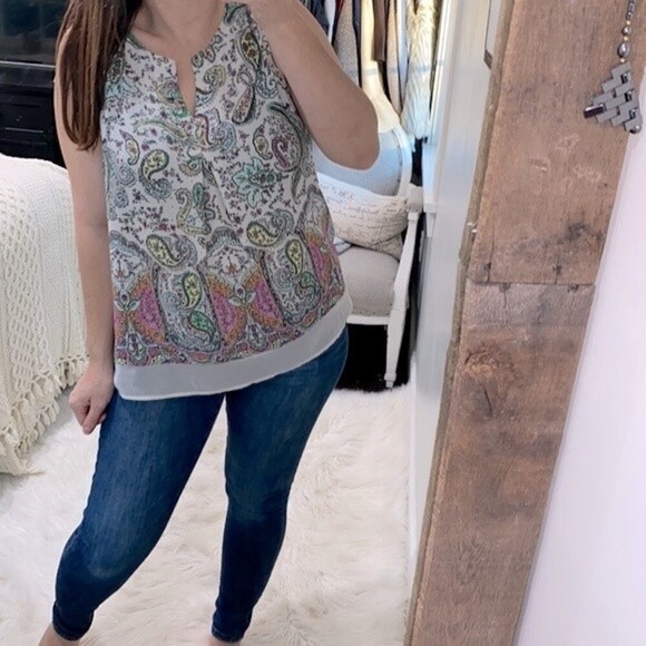Daniel Rainn floral sleeveless top size large - Picture 1 of 6